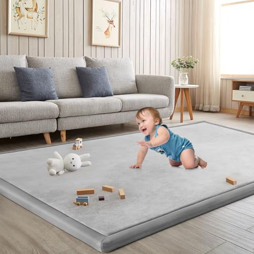 Baby Play Mat for Floor Nursery Rug Muscle Mat Area Rug Playroom Rug 59"x59" Playpen Mat Elastic Foam 1.3" Thick Crawling Mat for Babies