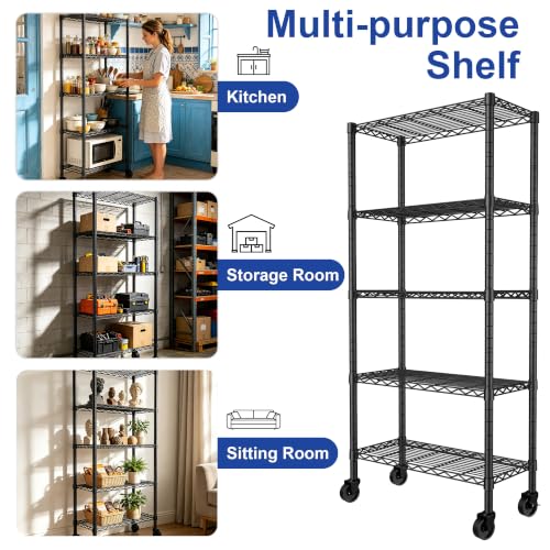 5 Wire Shelving Metal Storage Rack Adjustable Shelves