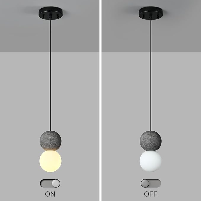 Modern Black 1-Light Concrete Pendant Light Kitchen Island Ceiling Light