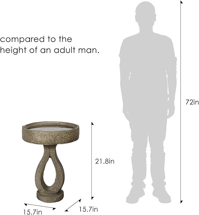 21.8" H Elegant Modern Bird Bath for Outsides Use - Sturdy Weather-Resistant Birdbath for Gardens and Patios