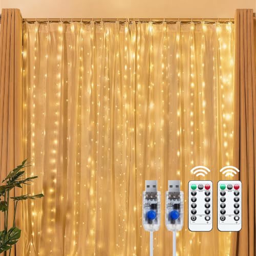 2 Pack 300 LED Fairy Curtain Lights