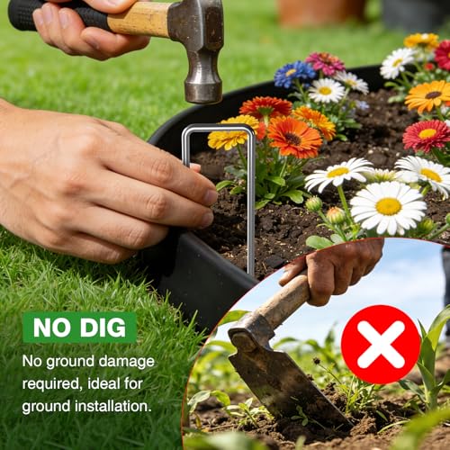 200ft 1.5in Tall Landscape Edging Kit with 300 Metal Spikes (200 Foot)