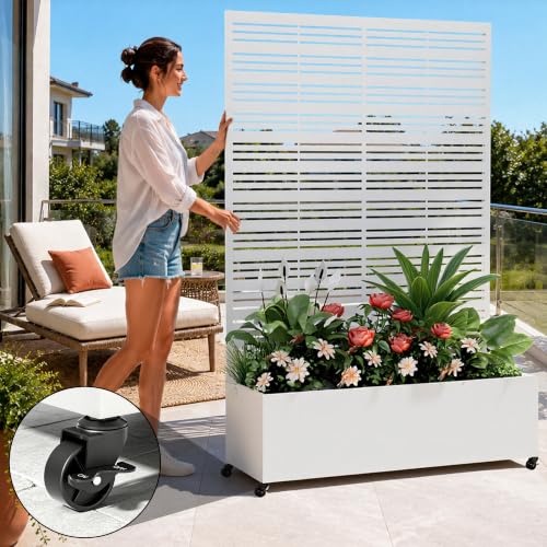 Metal Planter Box with Trellis Privacy Screen