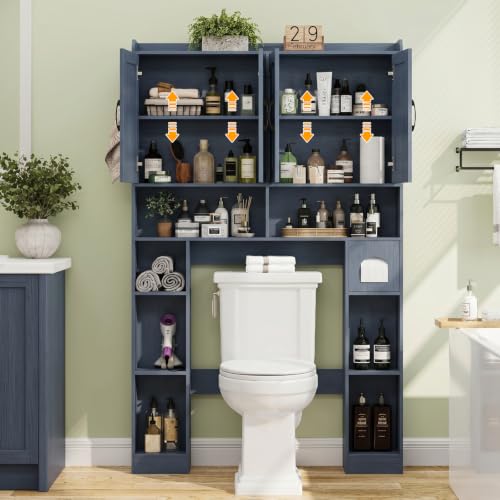 Farmhouse Over The Toilet Storage Cabinet with 4 Barn Doors