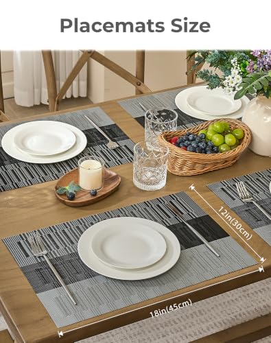 Grey with White Striped Placemats Set of 6 (6 Count)