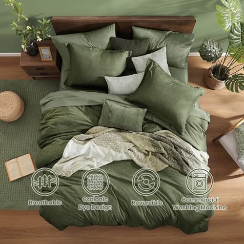Full Size Comforter Set Olive Green 7 Pieces Bed in a Bag