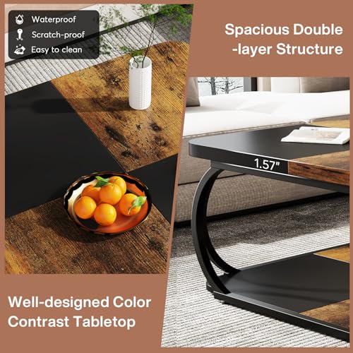 Square Coffee Table with 2 Tiers
