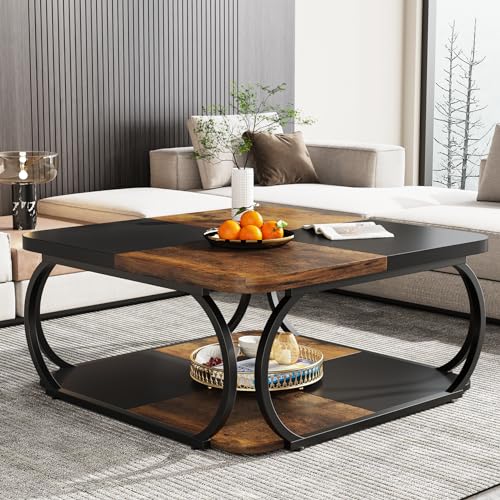 Square Coffee Table with 2 Tiers