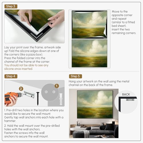 60"x72" Extra Large Framed Wall Art Soft Pastel Hills Dreamy Landscape Illustration for Home Living Room Bedroom Decor