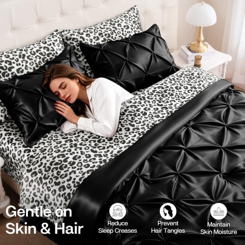 Satin Queen Comforter Set Black