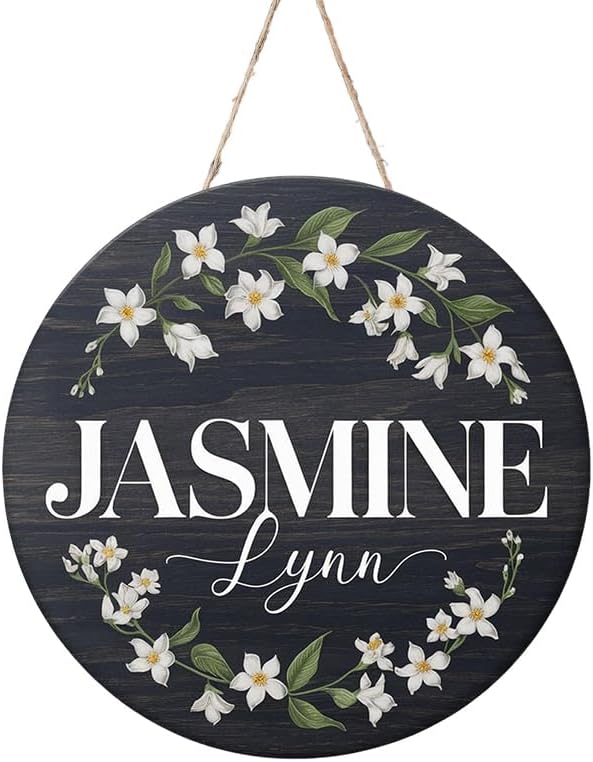 Personalized Name Sign for Nursery, Jasmine Sign for Baby Door Decor, Newborn Gifts for Baby Girl, Girls Nursery Wall Bedroom Decorations, Mother's Day Gifts for New Mom Dad Gift