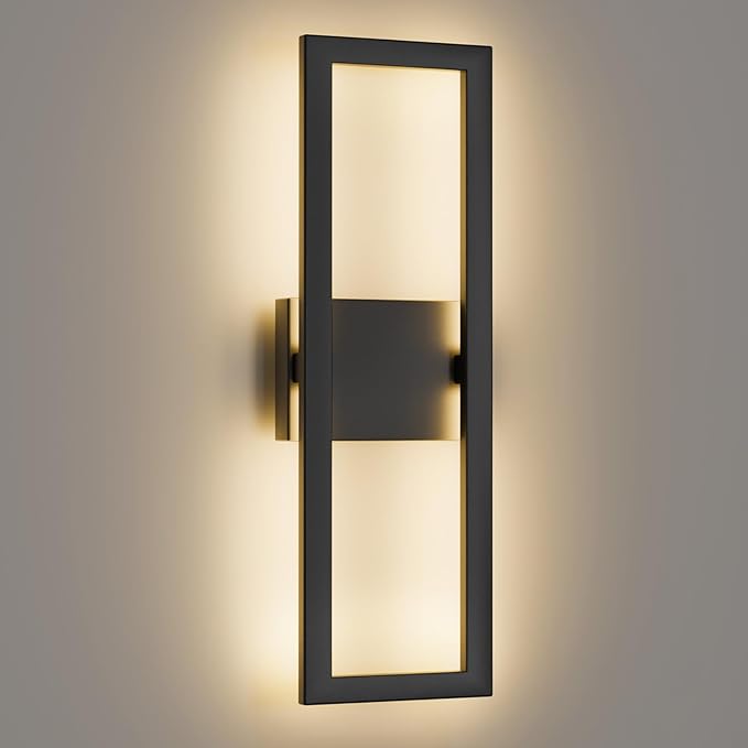 Krychiler 22 Inch Modern LED Outdoor Wall Sconce, Rectangle Integrated LED Wall