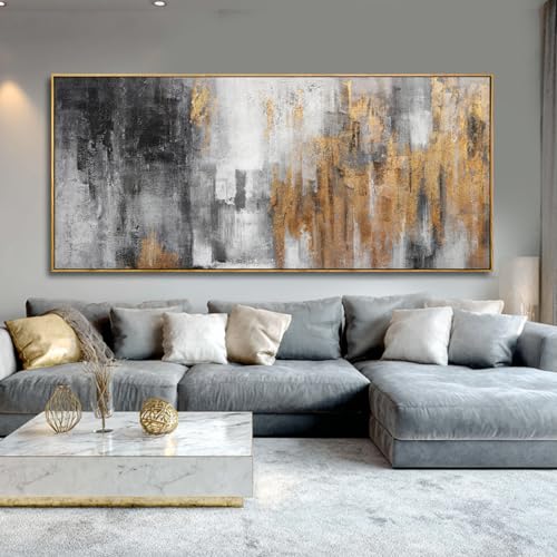 Grey and Gold Wall Decor Abstract Art Prints Textured Wall Art 32"x70" Posters for Office Kitchen Artwork Bedroom Pictures