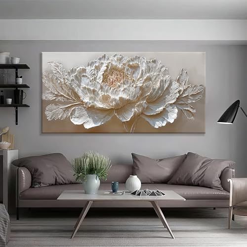 Oversized Canvas Wall Art Decor Nature Botanical Wall Art Decor Flower Canvas Wall Art Prints White Peony Flower Canvas Art Wall Decor For Living Room Bedroom Home Office Modern Decor 29×58 Inch
