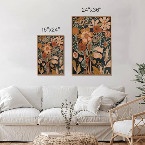 Vintage Burnt Orange Floral Framed Canvas Wall Art Set of 3 (3 Count)