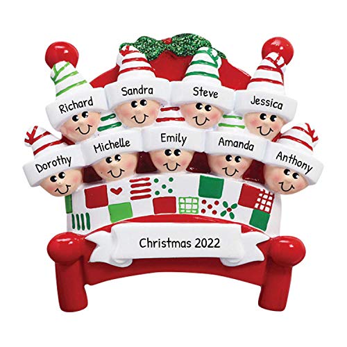 3D Bedtime Family of 9 Ornament 2026 Personalized Family Christmas Ornaments 2026