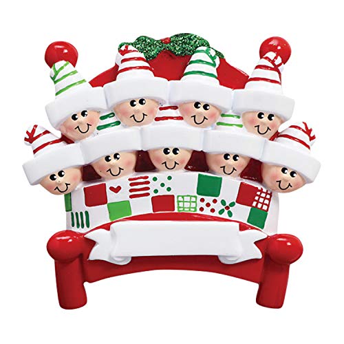 3D Bedtime Family of 9 Ornament 2026 Personalized Family Christmas Ornaments 2026