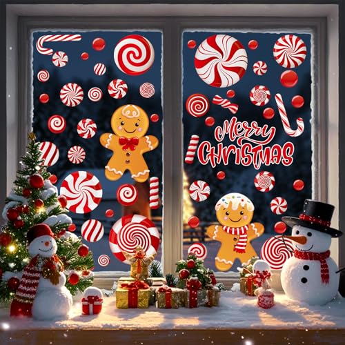 Christmas Window Clings for Glass Windows (73 Count)