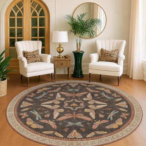 Vintage 6ft Round Living Room Rug (28.27 Sq Ft)