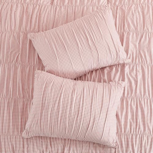 Pink Gingham Full Size Comforter Sets