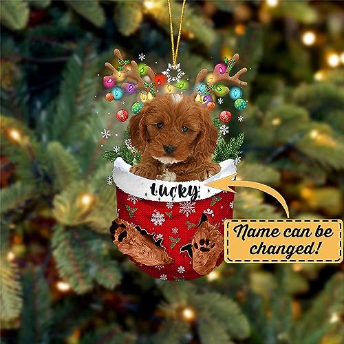 Red Cockapoo Christmas Tree Ornament