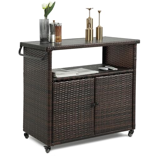 Wicker Outdoor Bar Cart