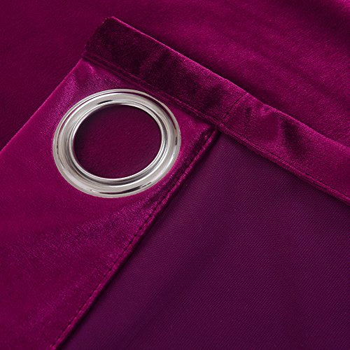 Super Soft Luxury Heavy Velvet Fushcia Room Darkening Blackout Curtain Panel Drapes 52 inch Wide by 84 inch Length with Grommet Fushcia