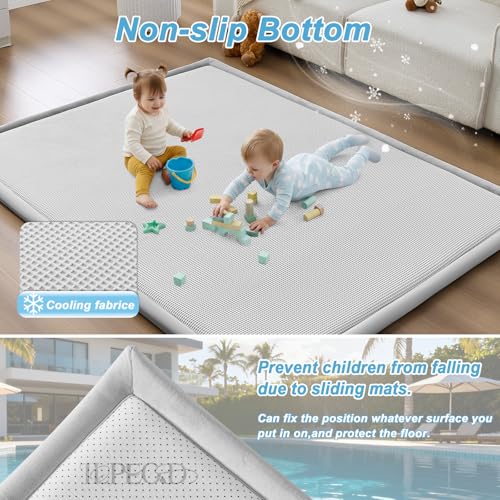 Baby Play Mat for Floor Tummy Time Nursery Rug Muscle Area Rug Playroom Rug 59x79" Elastic Foam 1.3" Thick Crawling Mat for Babies