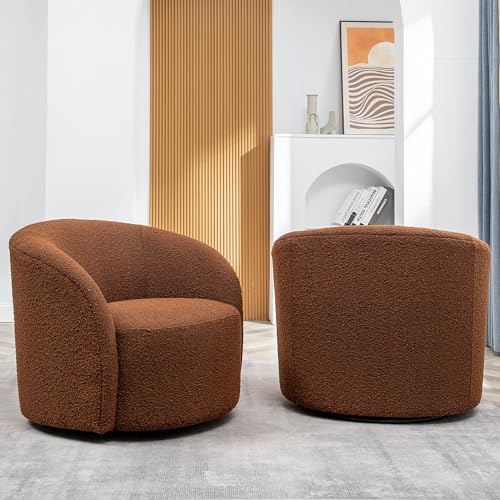 68" Boucle Loveseat Couch with 2 Swivel Barrel Chairs (3 Count)