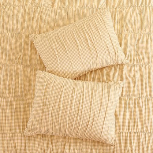 Yellow Gingham Full Size Comforter Sets