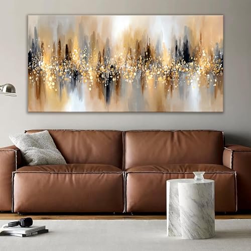 Large Gold Abstract Wall Art For Living Room Modern Art Wall Decor 29x58 ln