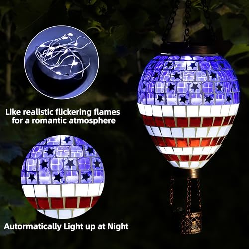 American Flag Hot Air Balloon Solar Lantern