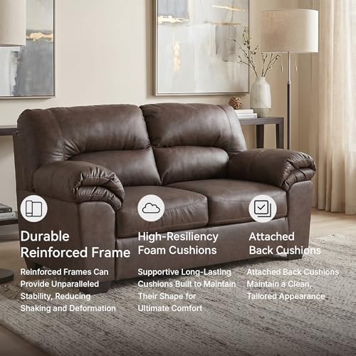 Faux Leather Loveseat Sofa Couch