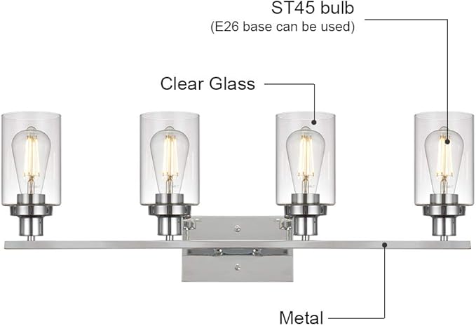 MELUCEE 4-Light Bathroom Lighting Fixtures