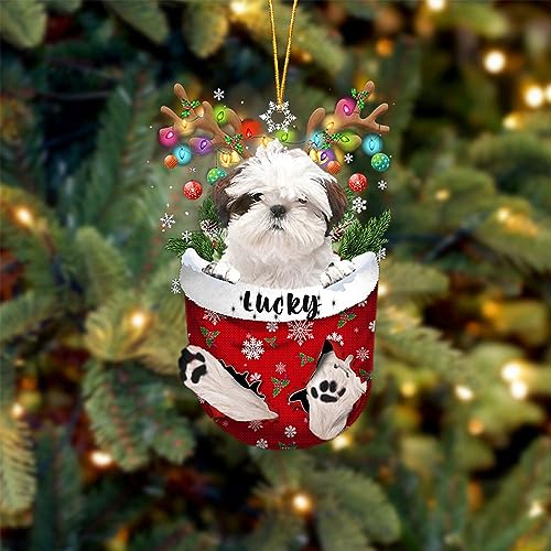 White Shih Tzu Christmas Tree Ornament