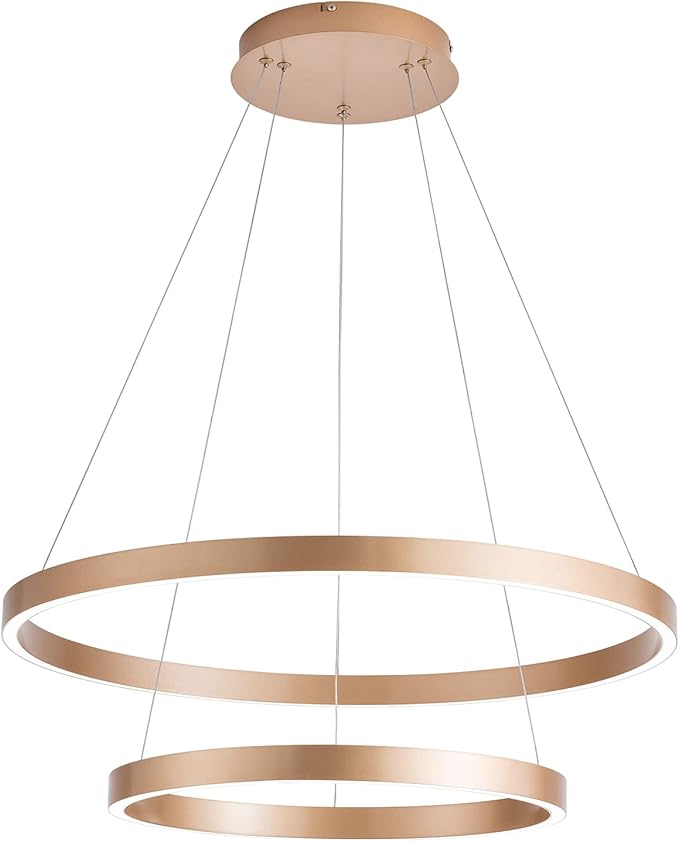 MADEM Modern LED Chandelier 2-Ring Circular Dimmable Pendant Light Contempoary