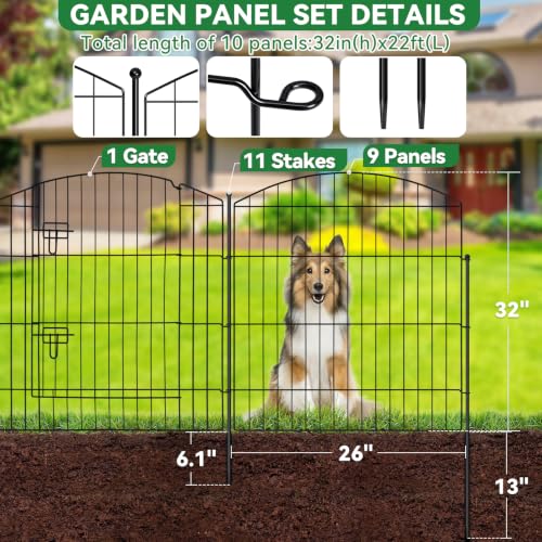 10 Panel No Dig Garden Fence with Gate (60 Sq Ft)