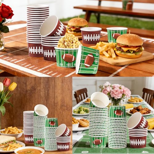 120Pcs 12oz Football Ice Cream Cups for Hot or Cold Food (12 Count)