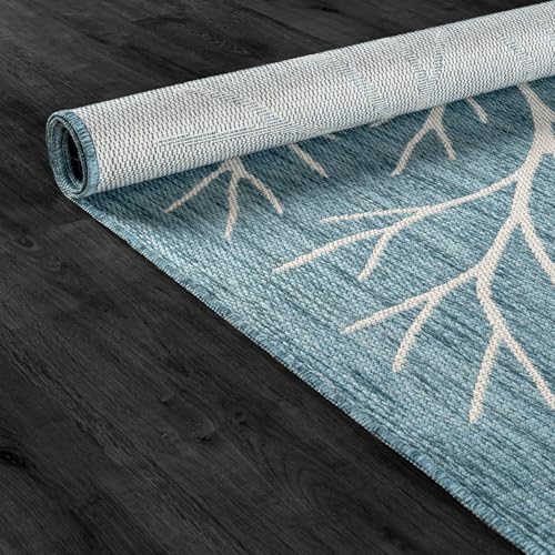 Washable Indoor Outdoor Rug 5x7 Modern Area Rugs Branch Pattern Non Shedding Waterproof Easy Clean Patio Deck Porch Living Room Bedroom Garden RV (35 Sq Ft)
