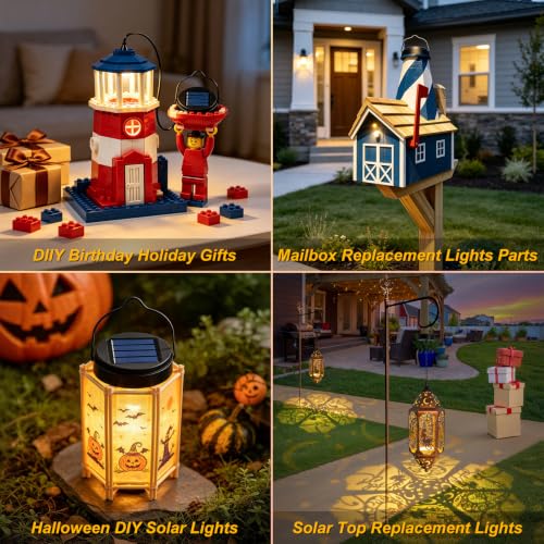 4 Pack AA 600mAh Solar Lights Replacement Tops Waterproof Solar Parts for Outdoor Lantern DIY Decor (4 Count)