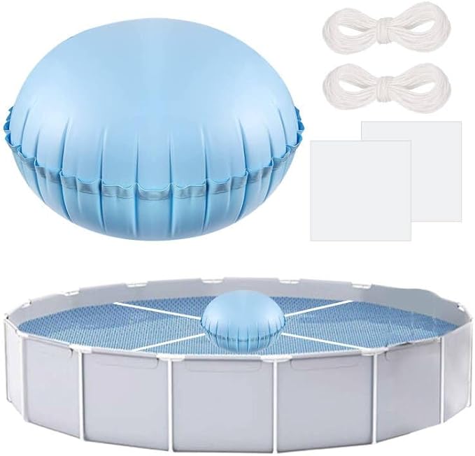 Pool Pillows for Above Ground Pools, 4ft Dia Heavy Duty Swimming Pool Air Pillow 0.4mm Thickened Pool Closing Winter Kit Pool Cover Float Balloon with String Repair Tape for Winterizing Ice Equalizer