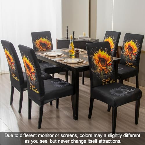 Sunflower Chair Covers for Dining Room Set of 4 (4 Count)