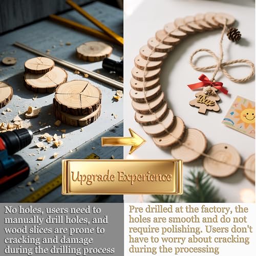 80PCS Pre Drilled Wood Slices with Holes (80 Count)