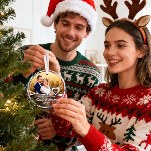 First Christmas Married Ornament 2026 Personalized Wedding Gift for Couples