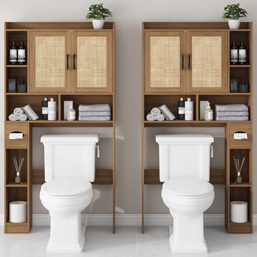 Over The Toilet Storage Cabinet with 2 Barn Doors