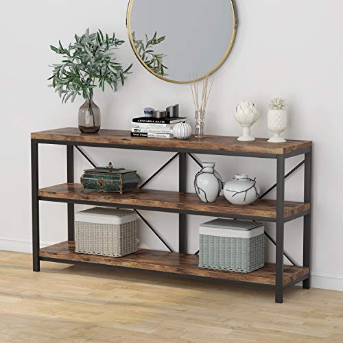 55 Inches Long Sofa Table with Storage Shelves