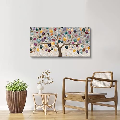 Modern Boho Tree Of Life Wall Art Prints Canvas Art Wall Decor For Living Room Colorful Wall Art Prints Artwork Aesthetic Home Tree Pictures Wall Decor Pictures For Bedroom Office Apartment Decoration 20"×40"
