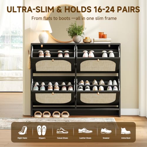 Shoe Cabinet for Entryway with 4 Flip Drawers