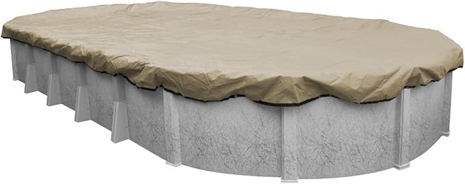 Robelle 18 x 40 ft Premium Tan Winter Oval Pool Cover for Above Ground Pools, 4 ft Overlap (22 x 44 ft Cover Size), Solid 14 x 14 Scrim, 5.2 oz/yd2, 20-Year Warranty, Style: 311840-4