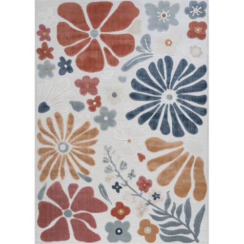Outdoor Rug 10x14 Large Modern Floral Tropical Area Rugs for Outdoor and Indoor Patio Easy to Clean Non Shedding Living Room Porch Garden Washable Outside Carpet (140 Sq Ft)